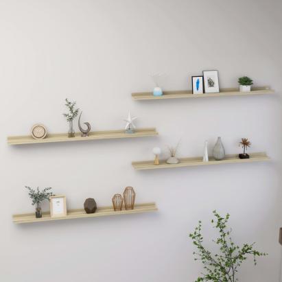Rafturi de perete, 4 buc., stejar sonoma, 100x9x3 cm GartenMobel Dekor