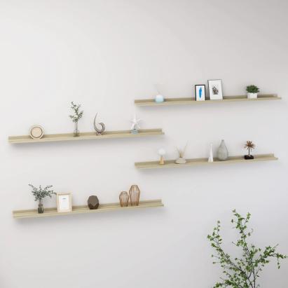 Rafturi de perete, 4 buc., stejar sonoma, 115x9x3 cm GartenMobel Dekor