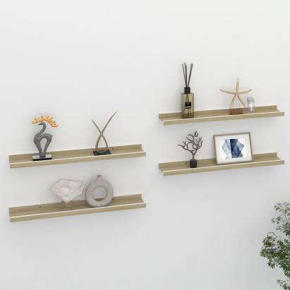 Rafturi de perete, 4 buc., alb și stejar sonoma, 60x9x3 cm GartenMobel Dekor