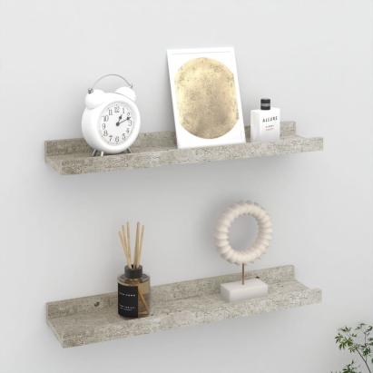 Rafturi de perete, 2 buc., gri beton, 40x9x3 cm GartenMobel Dekor