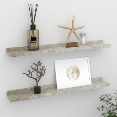 Rafturi de perete, 2 buc., gri beton, 60x9x3 cm GartenMobel Dekor