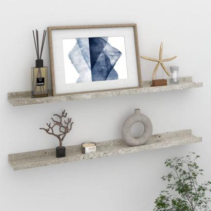 Rafturi de perete, 2 buc., gri beton, 80x9x3 cm GartenMobel Dekor