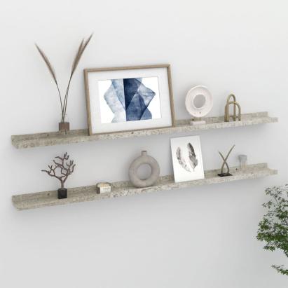 Rafturi de perete, 2 buc., gri beton, 115x9x3 cm GartenMobel Dekor