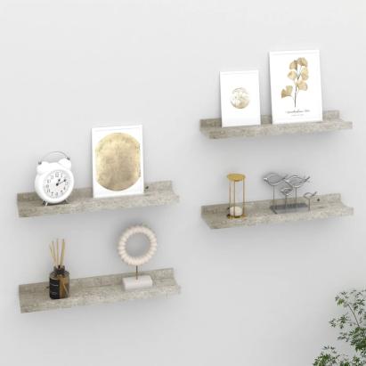 Rafturi de perete, 4 buc., gri beton, 40x9x3 cm GartenMobel Dekor