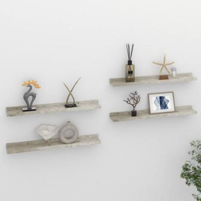 Rafturi de perete, 4 buc., gri beton, 60x9x3 cm GartenMobel Dekor
