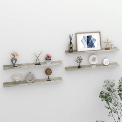 Rafturi de perete, 4 buc., gri beton, 80x9x3 cm GartenMobel Dekor