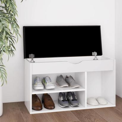 Pantofar cu pernă, alb, 80x30x47 cm, lemn prelucrat GartenMobel Dekor