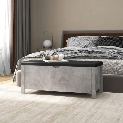 Cutie depozitare pernă gri beton, 105x40x45 cm, lemn prelucrat GartenMobel Dekor