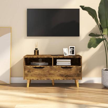 Comodă TV, stejar afumat, 90x40x48,5 cm, lemn prelucrat GartenMobel Dekor