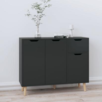 Servantă, negru extralucios, 90x30x72 cm, lemn prelucrat GartenMobel Dekor