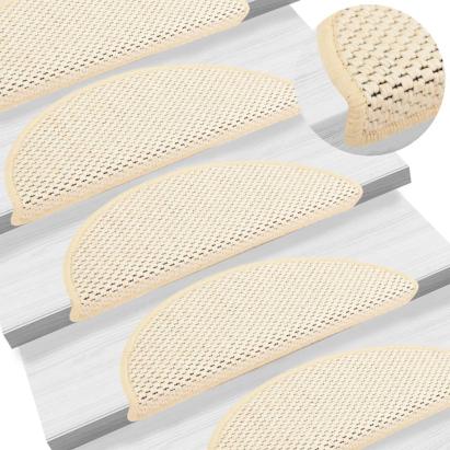 Covorașe scări autoadezive 15 buc. crem 56x17x3 cm aspect sisal GartenMobel Dekor