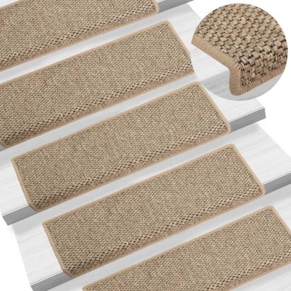 Covorașe scări autoadezive, 15 buc. bej 65x21x4 cm aspect sisal GartenMobel Dekor