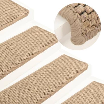 Covorașe scări autoadezive 15buc nisipiu 65x21x4cm aspect sisal GartenMobel Dekor