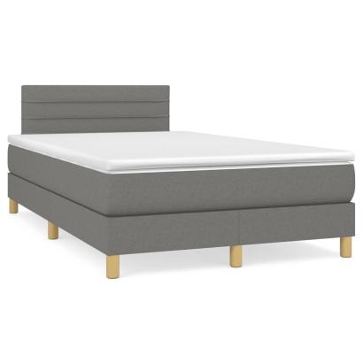 Pat cu arcuri, saltea și LED, gri închis, 120x190 cm, textil GartenMobel Dekor