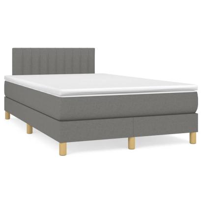Pat cu arcuri, saltea și LED, gri închis, 120x190 cm, textil GartenMobel Dekor