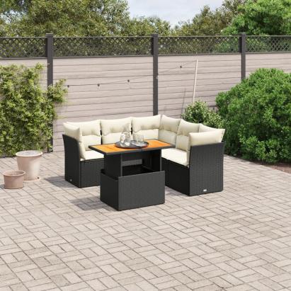 Set mobilier de grădină cu perne, 5 piese, negru, poliratan GartenMobel Dekor