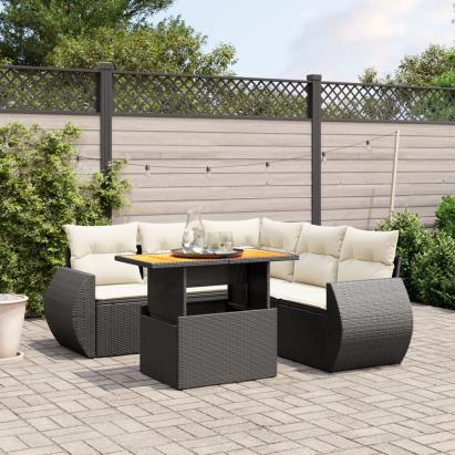 Set mobilier de grădină cu perne, 6 piese, negru, poliratan GartenMobel Dekor