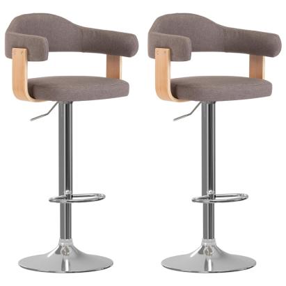 Scaune de bar 2 buc. gri taupe lemn curbat și material textil GartenMobel Dekor