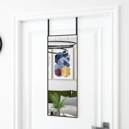 Oglindă pentru ușă, negru, 30x80 cm, sticlă și aluminiu GartenMobel Dekor