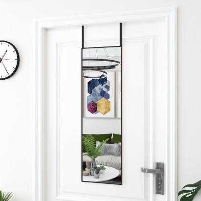 Oglindă pentru ușă, negru, 30x100 cm, sticlă și aluminiu GartenMobel Dekor
