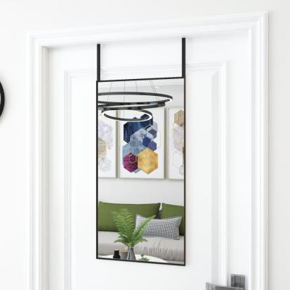 Oglindă pentru ușă, negru, 40x80 cm, sticlă și aluminiu GartenMobel Dekor