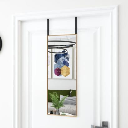 Oglindă pentru ușă, auriu, 30x80 cm, sticlă și aluminiu GartenMobel Dekor