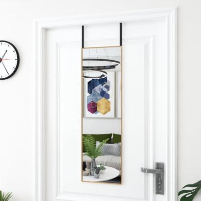Oglindă pentru ușă, auriu, 30x100 cm, sticlă și aluminiu GartenMobel Dekor