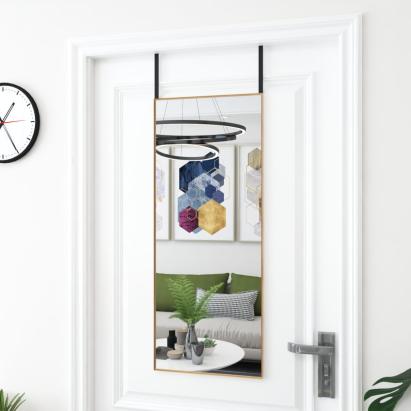 Oglindă pentru ușă, auriu, 40x100 cm, sticlă și aluminiu GartenMobel Dekor