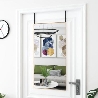 Oglindă pentru ușă, auriu, 50x100 cm, sticlă și aluminiu GartenMobel Dekor