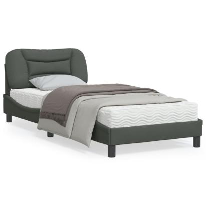 Cadru de pat cu tăblie, gri închis, 80x200 cm, textil GartenMobel Dekor