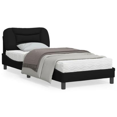 Cadru de pat cu tăblie, negru, 80x200 cm, textil GartenMobel Dekor