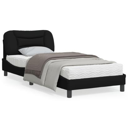 Cadru de pat cu tăblie, negru, 90x190 cm, textil GartenMobel Dekor