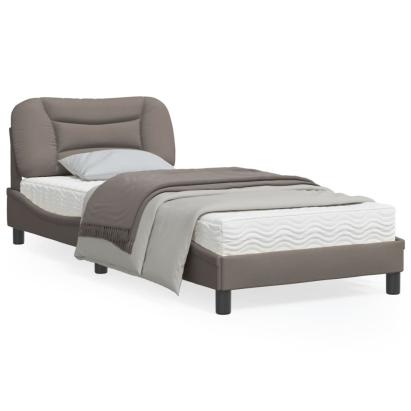 Cadru de pat cu tăblie, gri taupe, 90x190 cm, textil GartenMobel Dekor