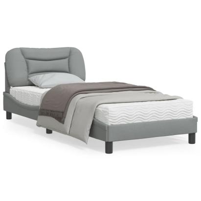 Cadru de pat cu tăblie, gri deschis, 90x200 cm, textil GartenMobel Dekor