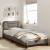 Cadru de pat cu tăblie, gri taupe, 90x200 cm, textil GartenMobel Dekor