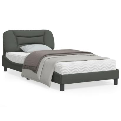 Cadru de pat cu tăblie, gri închis, 100x200 cm, textil GartenMobel Dekor