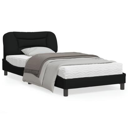 Cadru de pat cu tăblie, negru, 100x200 cm, textil GartenMobel Dekor