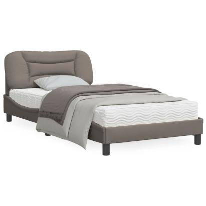 Cadru de pat cu tăblie, gri taupe, 100x200 cm, textil GartenMobel Dekor