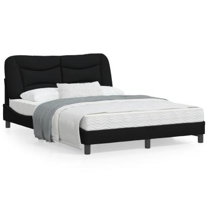 Cadru de pat cu tăblie, negru, 120x200 cm, textil GartenMobel Dekor