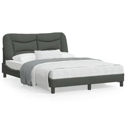 Cadru de pat cu tăblie, gri închis, 140x190 cm, textil GartenMobel Dekor