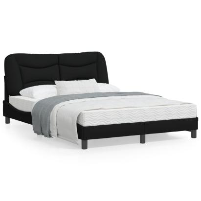 Cadru de pat cu tăblie, negru, 140x190 cm, textil GartenMobel Dekor