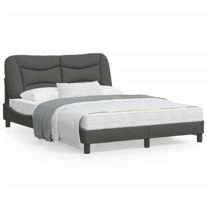 Cadru de pat cu tăblie, gri închis, 140x200 cm, textil GartenMobel Dekor