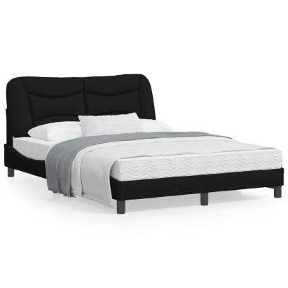Cadru de pat cu tăblie, negru, 140x200 cm, textil GartenMobel Dekor