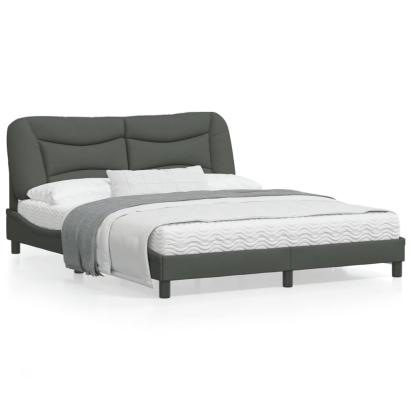 Cadru de pat cu tăblie, gri închis, 160x200 cm, textil GartenMobel Dekor
