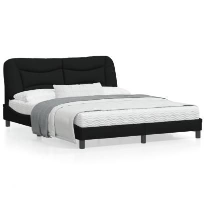 Cadru de pat cu tăblie, negru, 160x200 cm, textil GartenMobel Dekor