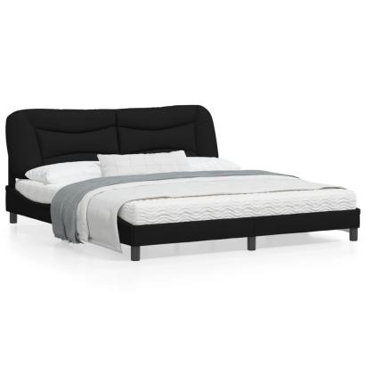 Cadru de pat cu tăblie, negru, 180x200 cm, textil GartenMobel Dekor