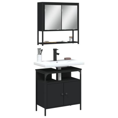 Set mobilier de baie, 2 piese, negru, lemn compozit GartenMobel Dekor