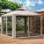 Pavilion/foisor pentru gradina/terasa, cadru metalic, cu perdele, cafeniu, 2.94x2.94x2.65 m GartenVIP DiyLine