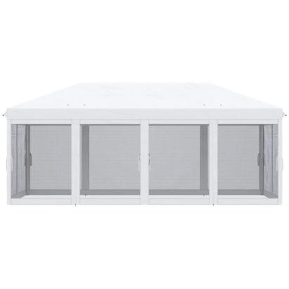 Pavilion/foisor pentru gradina/terasa, cadru metalic, cu plasa pentru insecte, alb si negru, 5.85x2.95x2.70 m GartenVIP DiyLine