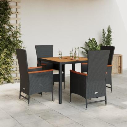 Set mobilier de grădină cu perne, 5 piese, negru, poliratan GartenMobel Dekor